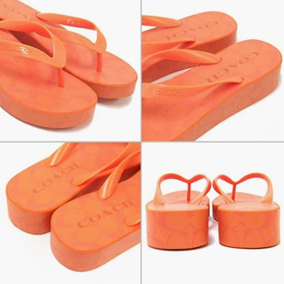 NWT COACH FLIP FLOP LYNN ORANGE SIZE 8 - Picture 4 of 4